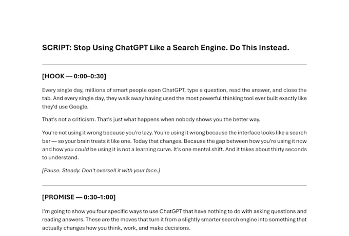 write engaging youtube scripts for productivity and self improvement creators